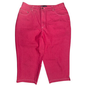 Avenue Blues 18W Capri Pants Fancy Pink Cotton Blend Jean Design 5-Pockets Crop